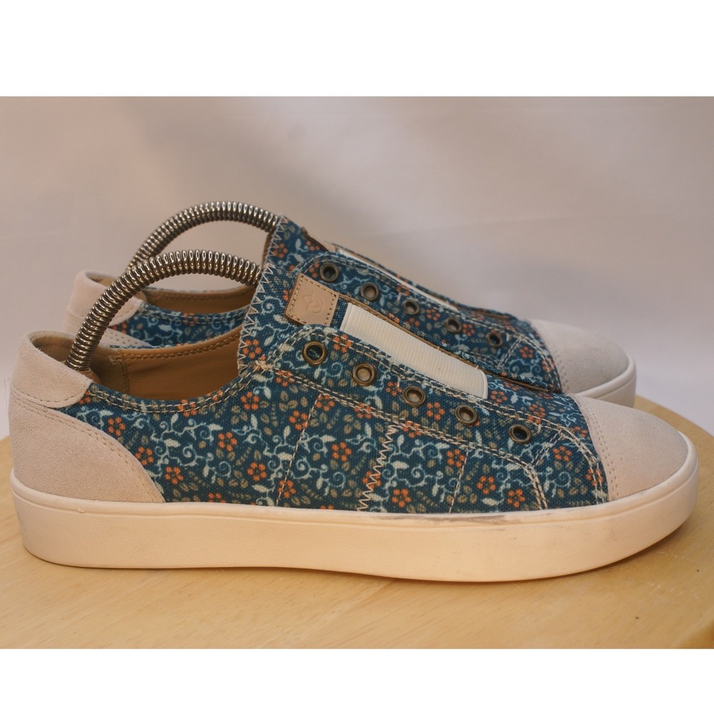 Spenco Womens Floral Slip On Sneakers Blue Orange Laceless Low Top Shoes Size 8B - Picture 7 of 11